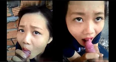 Em ghệ mút cây hàng ở vườn sau nhà