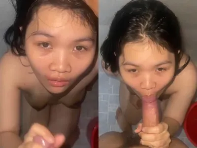 đang tắm nhưng vẫn thèm liếm cu